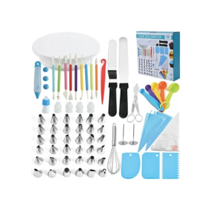 Set profesional pentru decorarea prajiturilor si torturilor 66 de piese cu posuri duiuri si accesorii pentru patiserie