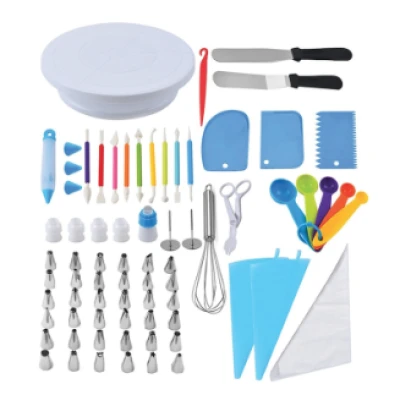 Set profesional pentru decorarea prajiturilor si torturilor 66 de piese cu posuri duiuri si accesorii pentru patiserie