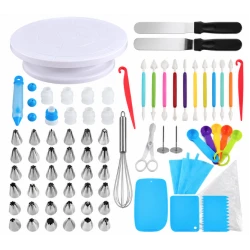 Set profesional pentru decorarea prajiturilor si torturilor 66 de piese cu posuri duiuri si accesorii pentru patiserie