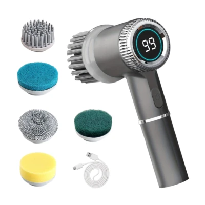 Perie electrica rotativa multifunctionala pentru curatenie cu 5 capete interschimbabile 3 viteze
