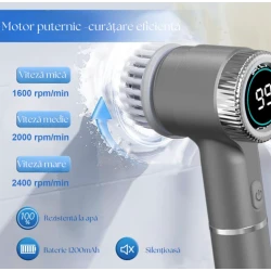 Perie electrica rotativa multifunctionala pentru curatenie cu 5 capete interschimbabile 3 viteze