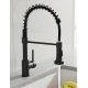 Baterie chiuveta bucatarie neagra cu pipa flexibila tip arc cap extensibil si functie dubla 46cm