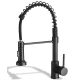 Baterie chiuveta bucatarie neagra cu pipa flexibila tip arc cap extensibil si functie dubla 46cm
