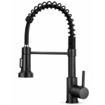 Baterie chiuveta bucatarie neagra cu pipa flexibila tip arc cap extensibil si functie dubla 46cm