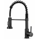 Baterie chiuveta bucatarie neagra cu pipa flexibila tip arc cap extensibil si functie dubla 46cm
