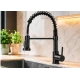 Baterie chiuveta bucatarie neagra cu pipa flexibila tip arc cap extensibil si functie dubla 46cm