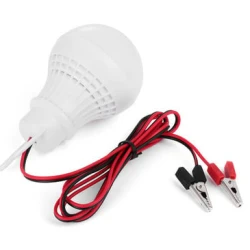  Bec LED 7W 12V Cablu si Clesti Baterie Auto Glob Mat Plastic