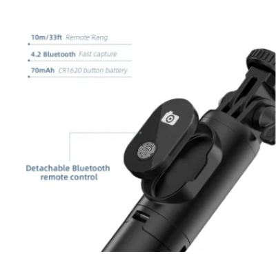 Selfie Stick cu telecomanda bluetooth si trepied P20S negru