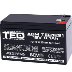 Acumulator 12V Stationar Dimensiuni 151 x 65 x 95 mm Baterie 12V 9.1Ah TED Electric