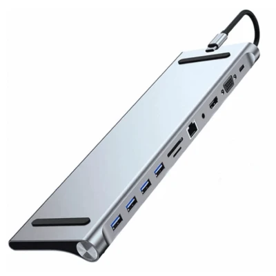 Adaptor Hub Multiport 11 in 1 USB C Docking Station pentru Laptop Q HU990