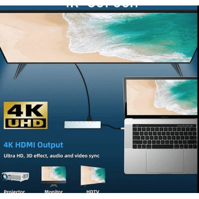 Adaptor Hub Multiport 11 in 1 USB C Docking Station pentru Laptop Q HU990