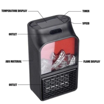 Aeroterma Flame Heater portabila tip SEMINEU cu telecomanda si efect de flacara