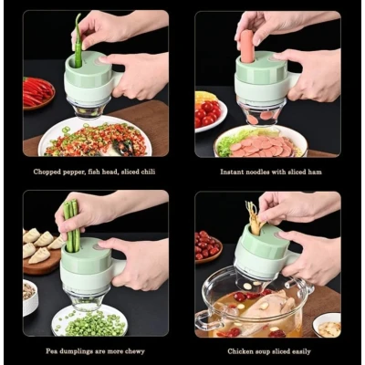 Aparat de tocat si feliat automat verde pentru fructe legume si condimente ACUMULATOR