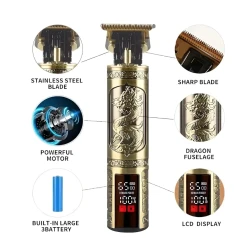 Aparat de tuns VINTAGE T9 cu afisaj si incarcare USB