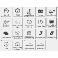 Aparat diagnosticare si afisaj informatii bord P15 pe parbriz digital OBD2 de tip HUD display pentru bord 