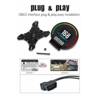 Aparat diagnosticare si afisaj informatii bord P15 pe parbriz digital OBD2 de tip HUD display pentru bord 