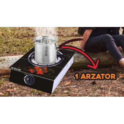Aragaz din sticla securizata 1 ochi din fonta aprindere pe quartz negru