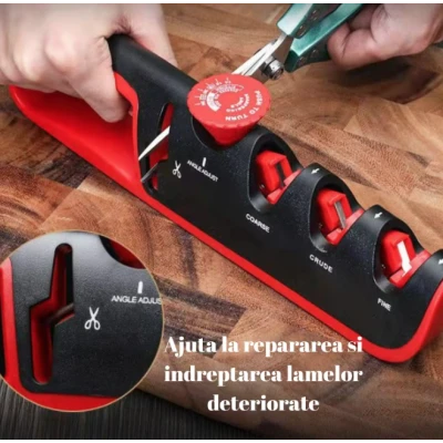 UB Ascutitor profesional de cutite ajustabil 4 in 1 Negru/Rosu