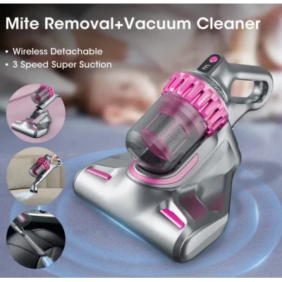 Aspirator de pat anti acarieni wireless igienizare profunda usor si manevrabil 10000Pa cu 8000 de vibratii pe minut