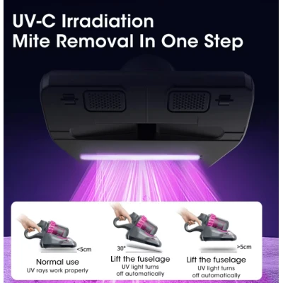 Aspirator de pat anti acarieni wireless igienizare profunda usor si manevrabil 10000Pa cu 8000 de vibratii pe minut