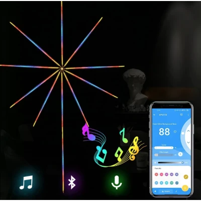 Banda artificii LEDBluetooth/USB Control prin telecomanda/telefon RGB Sincronizare audio 2 cm Multicolor