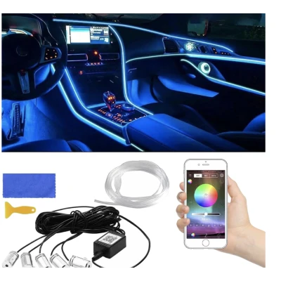 Banda LED auto design interactiv 6 m RGB impermeabil 12V 5W raza control 12 m control din aplicatie