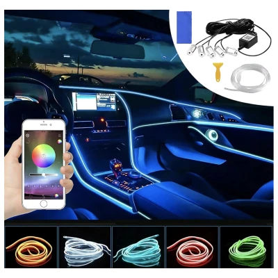 Banda LED auto design interactiv 6 m RGB impermeabil 12V 5W raza control 12 m control din aplicatie