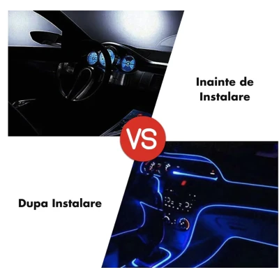Banda LED auto design interactiv 6 m RGB impermeabil 12V 5W raza control 12 m control din aplicatie