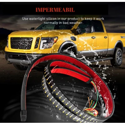 Banda LED autoadeziva rosu galben alb Iluminare 1.5M 12V pentru masina