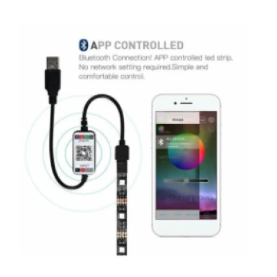 Banda Smart Led RGB continua 2m ambientala TV USB bluetooth cu controler remote din telefon