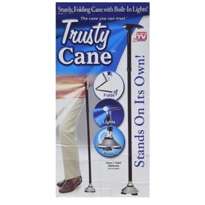 Baston de sprijin Trusty Cane cu inaltime reglabila pliabil cu lanterna