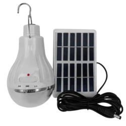 Bec cu leduri portabil 5WLL-028 si mini panou solar inclus