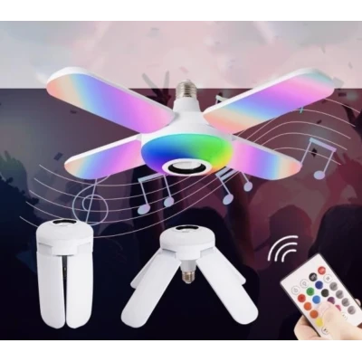 Bec cu patru brate lumina multicolora functie muzicala prin bluetooth si telecomanda