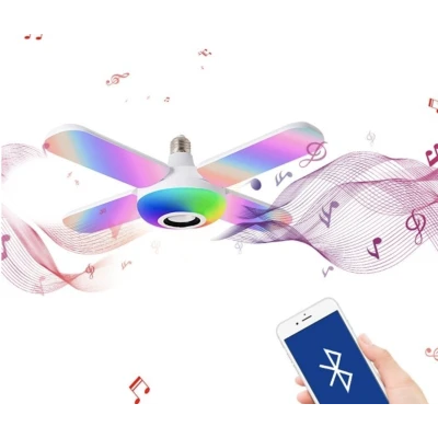 Bec cu patru brate lumina multicolora functie muzicala prin bluetooth si telecomanda
