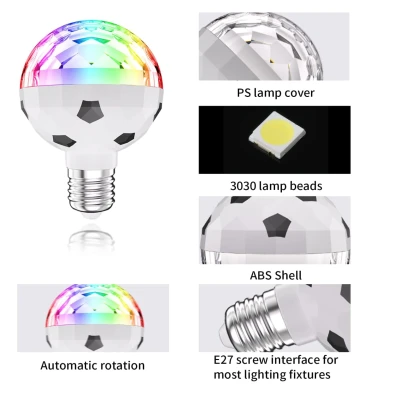 Bec LED E27 rotativ cu lumina ambientala de club