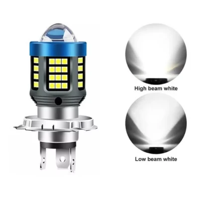 Bec Led H4 MOTO cu doua faze 3030 cu 61 LED SMD temperatura 6000k putere 160W 15000 lm