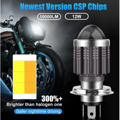 Bec LED H4 MOTO cu RADIATOR si doua faze 5730 led SMD putere 140W temperatura 6000K 12000 lumeni