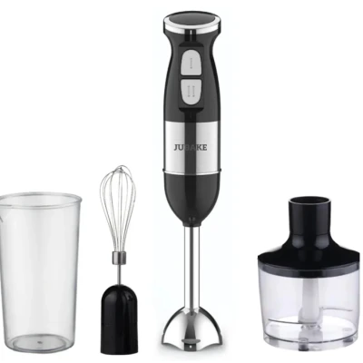 Blender de mana multifunctional cu doua trepte de viteza si doua lame din otel inoxidabil functie de mixare tocator 500W