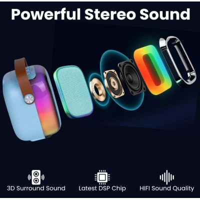 Boxa bluetooth cu microfon wireless KP K01 cu lumini RGB efecte vocale