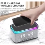 Boxa Bluetooth KP 559 3 in 1 cu incarcator wireless ceas si iluminare LED 10W