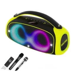 Boxa Bluetooth wireless cu radio iluminare RGB 2 microfoane si telecomanda Andowl Q YX59