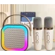 Boxa Karaoke Portabilă K12 cu 2 Microfoane Wireless LED RGB Radio FM