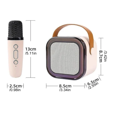 Boxa Karaoke Portabilă K12 cu 2 Microfoane Wireless LED RGB Radio FM