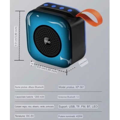 Boxa Portabila KP 561 Bluetooth LED Joc de lumini 1200 mAh 5W USB