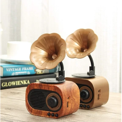 Boxa Portabila Retro Conectare Bluetooth cu USB/TF Baterie 1200 MAh Maro