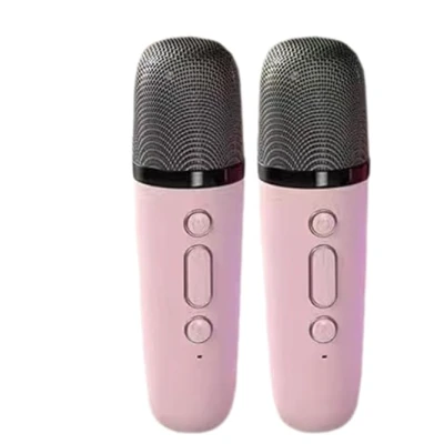 Boxa rotunda de karaoke portabila cu 2 microfoane wireless player muzical CH