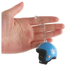 Breloc Chei Model Casca Moto Albastru 