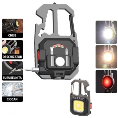 Breloc cu lanterna Andowl Q D911 LED COB multifunctional