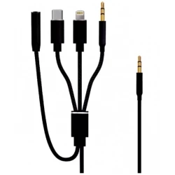 Cablu Adaptor Auxiliar Audio Jack 3.5mm 4in1 Andowl QSX12