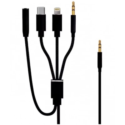 Cablu Adaptor Auxiliar Audio Jack 3.5mm 4in1 Andowl QSX12
